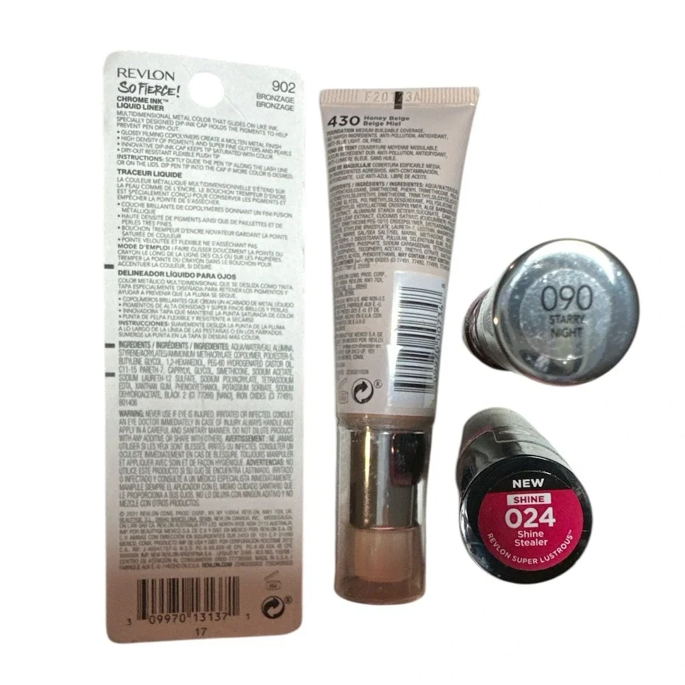 Revlon Bundle Lot Foundation, Liquid Liner, Lipstick,‎ Lip Stain NEW Sealed